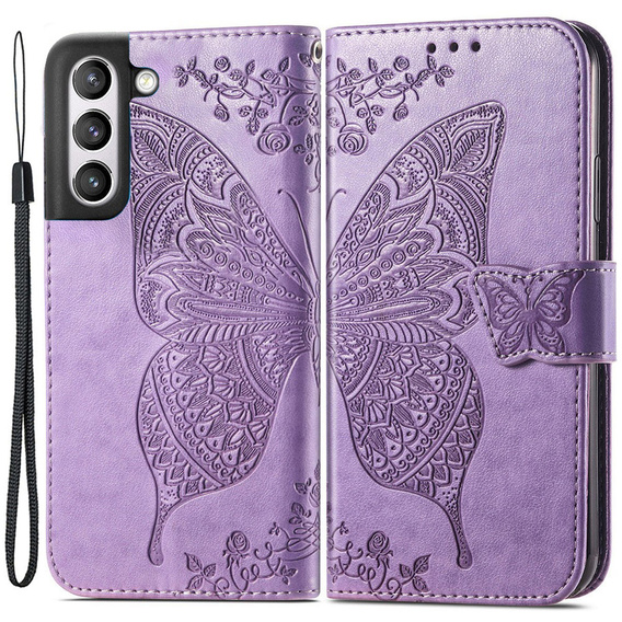 Etui z klapką do Samsung Galaxy S21 FE, Butterfly, jasnofioletowe