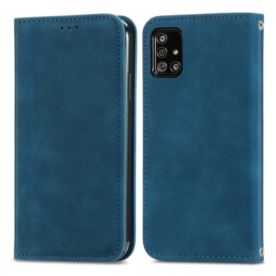 Etui Wallet do Samsung Galaxy A51 5G, Vintage Style Smooth, Blue