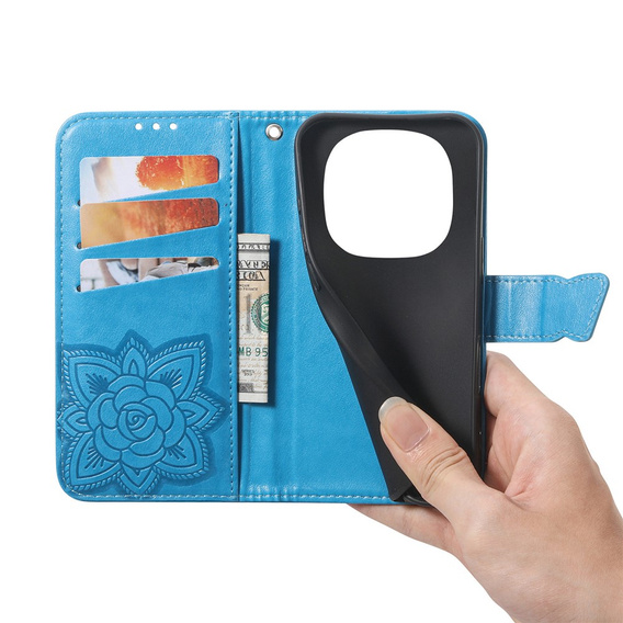 Etui z klapką do Xiaomi Redmi Note 15 Pro Plus 5G, Butterfly, niebieskie