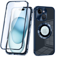 Etui do iPhone 15, Dual Glass, do Magsafe, niebieskie