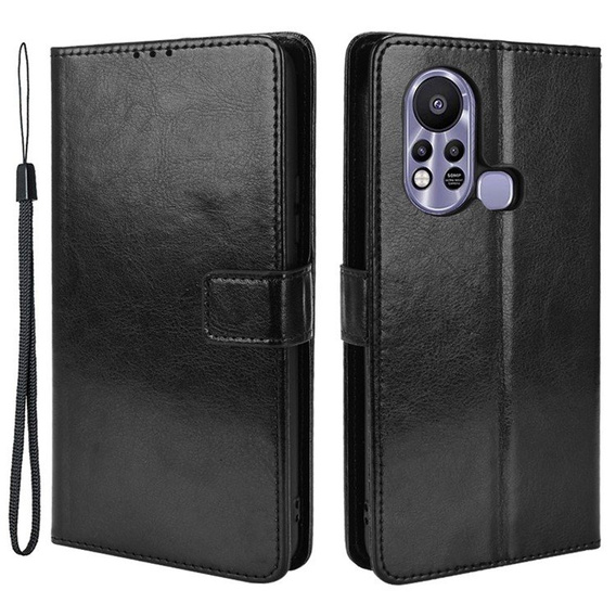 Etui z klapką do Infinix Hot 11s, Crazy Horse Wallet, czarne