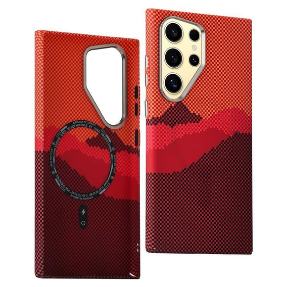 Etui do Samsung Galaxy S24 Ultra, Carbon Fiber MagSafe, pomarańczowe