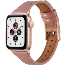 Pasek Skórzany do Apple Watch 1/2/3/4/5/6/7/8/9/10/11/SE Ultra 1/2/3 42/44/45/46/49mm, Ciemnoróżowy