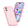 Etui do iPhone 17, do MagSafe, brokatowe, półprzezroczyste różowe