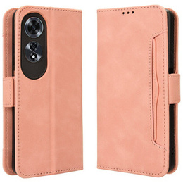 Etui z klapką do Oppo A60, Card Slot, różowe