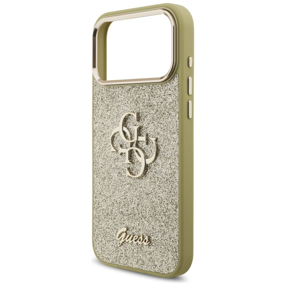 Etui GUESS do iPhone 17 Pro Max, Fixed Glitter Big 4G Logo, złote