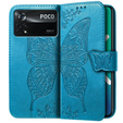 Etui z klapką do Xiaomi Poco X4 Pro 5G, Butterfly, niebieskie