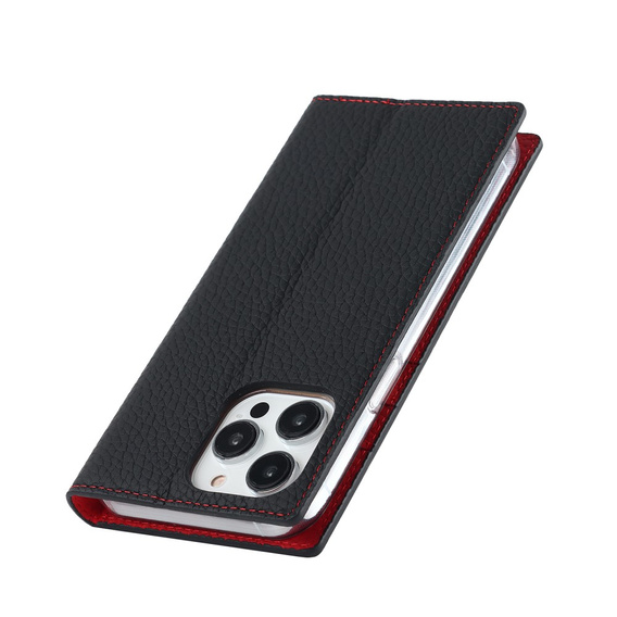 Etui z klapką do iPhone 15 Pro, Litchi Skin Grain, czarne