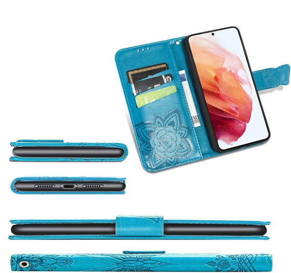 Etui z klapką do Oppo Reno 12 Pro, Butterfly, niebieskie
