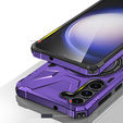 Etui do Samsung Galaxy S24+ Plus, pancerne z podstawką i blaszką do uchwytu, fioletowe