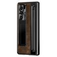 Etui skórzane do Samsung Galaxy Z Fold7 5G, z podstawką, szkłem i rysikiem, brązowe