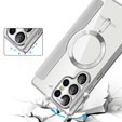 Etui z klapką do Samsung Galaxy S25 Ultra, RFID Wallet MagSafe z ochroną aparatu, srebrne