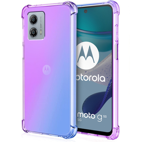 Zestaw Etui Gradient Dropproof do Motorola Moto G53 5G, Fioletowe / Niebieskie + szkło