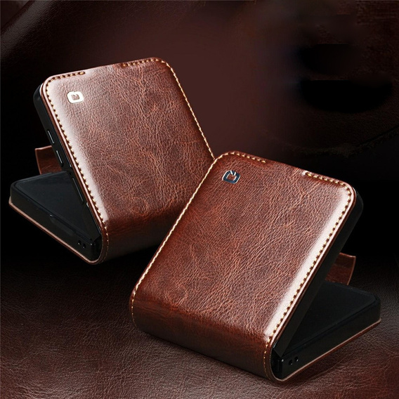 Skórzane etui portfelowe do Samsung Galaxy Z Flip7 - brązowe