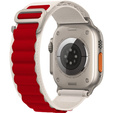 Pasek Nylonowy do Apple Watch 1/2/3/4/5/6/7/8/9/10/11/SE Ultra 1/2/3 42/44/45/46/49mm, Beżowy / Czerwony