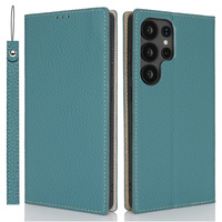 Etui z klapką do Samsung Galaxy S25 Ultra, Litchi Skin Grain, niebieskie