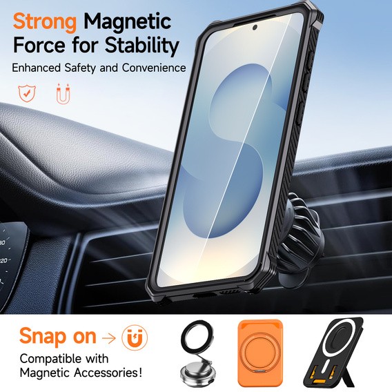 Etui ochronne do Samsung Galaxy S25 FE do MagSafe, z podstawką, czerwone