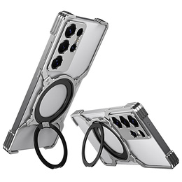 Etui do Samsung Galaxy S25 Ultra, Kickstand Bumper, z osłoną obiektywu, do MagSafe, srebrne