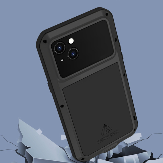 Etui Love Mei do iPhone 14, pancerne ze szkłem, czarne