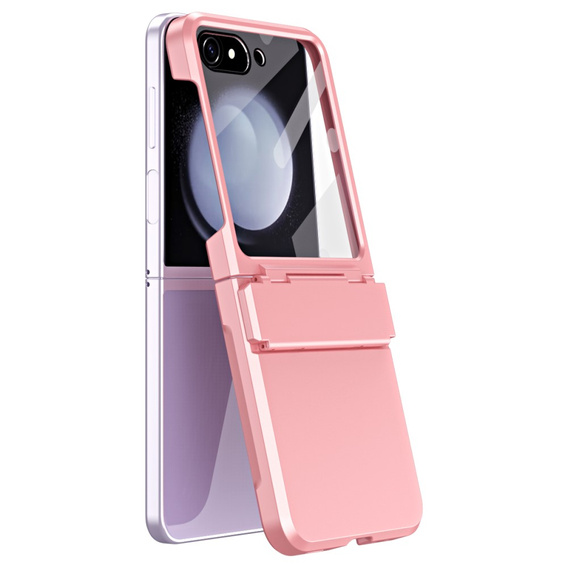 Etui do Samsung Galaxy Z Flip7 FE / Z Flip6, PC Case, ze szkłem, różowe