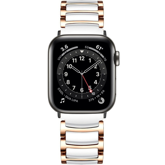Bransoleta do Apple Watch 1/2/3/4/5/6/7/8/9/10/11/SE 38/40/41/42mm, Biała / Różowe złoto