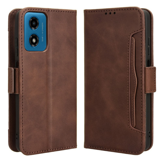 Etui z klapką do Motorola Moto G24 / G24 Power / G04, Card Slot, brązowe