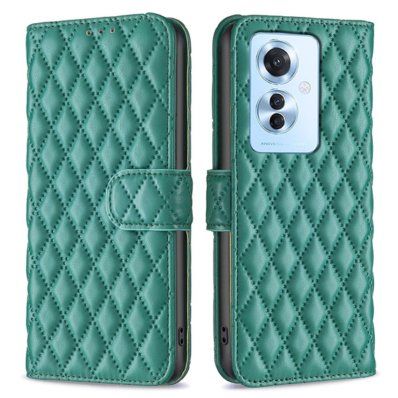Etui z klapką do Oppo Reno 11F 5G, Wallet, BINFEN COLOR, zielone
