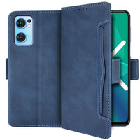 Etui z klapką do Oppo Reno7 5G, Card Slot, niebieskie