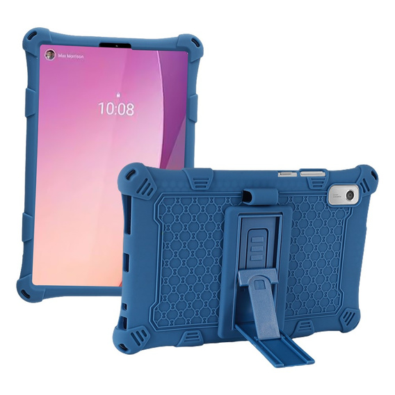 Etui do Lenovo Tab M9, pancerne z podstawką i paskiem, granatowe