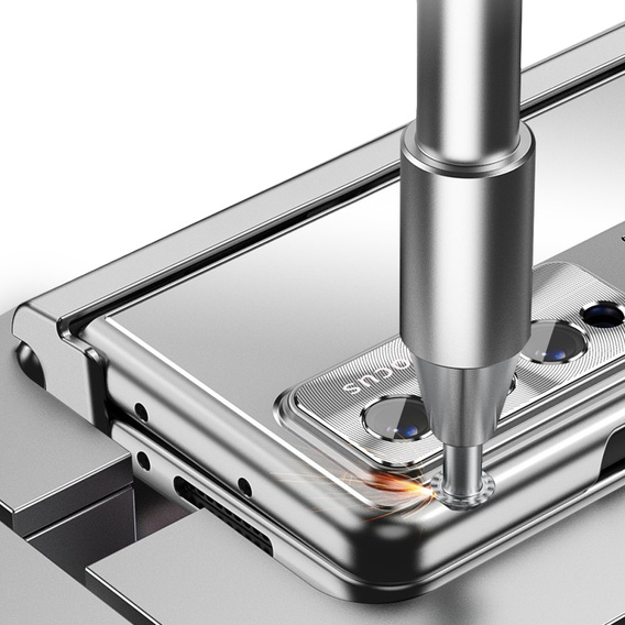 Etui ze szkłem do Samsung Galaxy Z Fold 4 5G, Premium Alloy, Silver