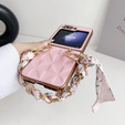 Etui do Samsung Galaxy Z Flip7 FE / Z Flip6, Grid Leather, różowe