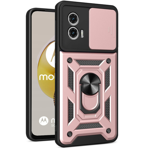 Etui pancerne do Motorola Moto G73 5G, CamShield Slide, różowe rose gold