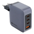 Forcell Ładowarka Sieciowa USB-A / 3x USB-C 3A GaN 100W PD QC 4.0, szara