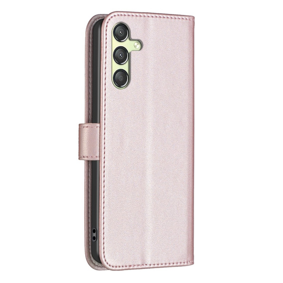 Etui z klapką do Samsung Galaxy A25 5G, BINFEN Wallet, różowe rose gold + szkło 9H