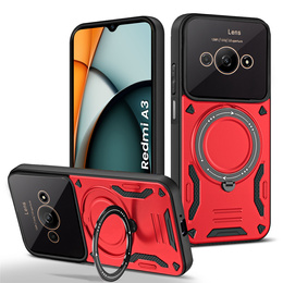 Etui pancerne do Xiaomi Redmi A3, Magnetic Ring, czerwone