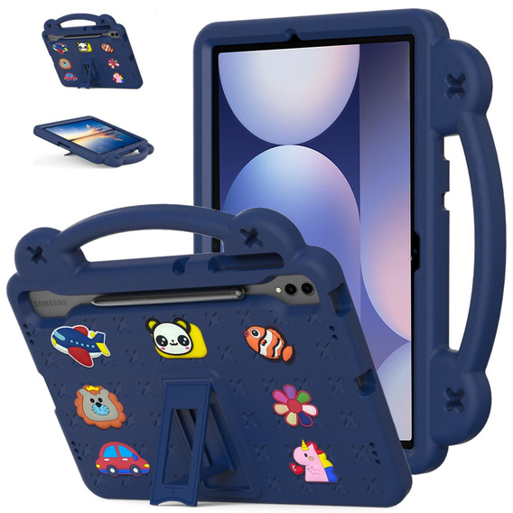 Etui do Samsung Galaxy Tab S10+ Plus, Cute Patterns, z podstawką, granatowe