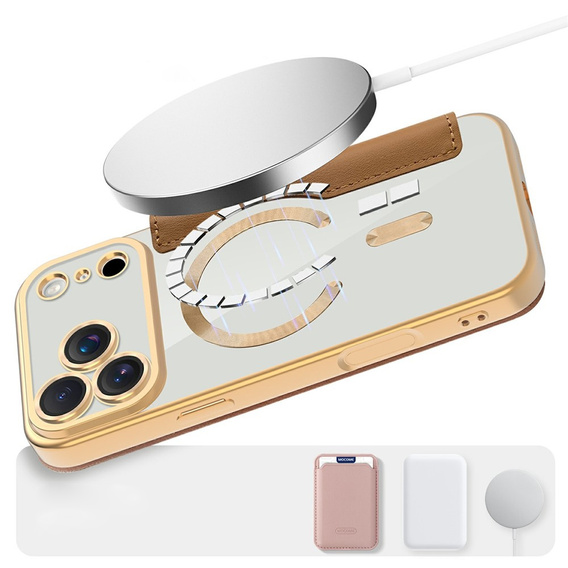 Etui z klapką do iPhone 17 Pro Max, RFID Wallet MagSafe z ochroną aparatu, brązowe