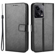Zestaw Etui z klapką do Xiaomi Redmi Note 12 Pro+ 5G, Crazy Horse Wallet, czarne + Szkło