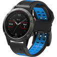 Silikonowy Pasek Two-Rows do Garmin Fenix 5/6/7 - Black/Blue