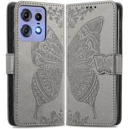 Etui z klapką do Motorola Edge 50 Pro, Butterfly, szare