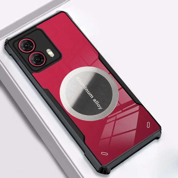 Etui do Motorola Edge 50 Fusion 5G, z blaszką magnetyczne, przezroczyste / czarne