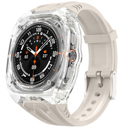 Pasek silikonowy z obudową ochronną do Samsung Galaxy Watch Ultra 47mm (2025 / 2024) – Beżowy, antywstrząsowy