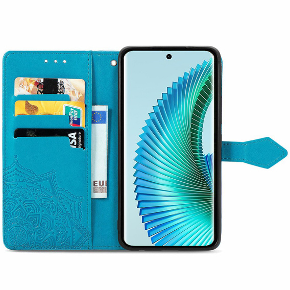 Etui z klapką do Honor Magic 6 Lite 5G, Mandala, niebieskie