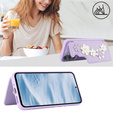 Etui do Samsung Galaxy S23 FE, Leather Flower Card Slot, fioletowe