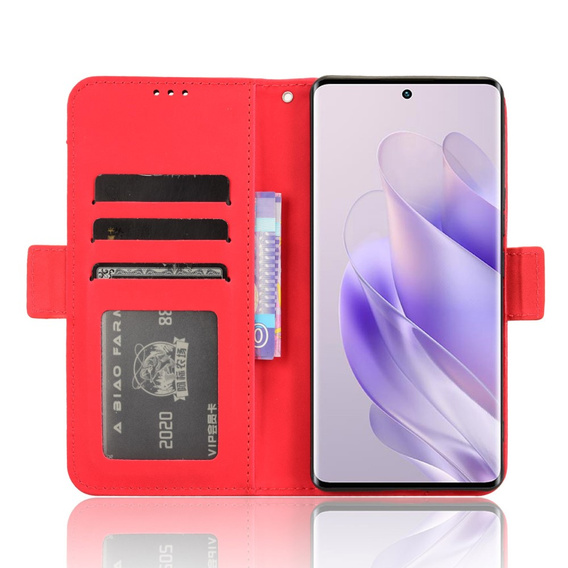 Etui z klapką do Infinix Zero 30 5G, Card Slot, czerwone