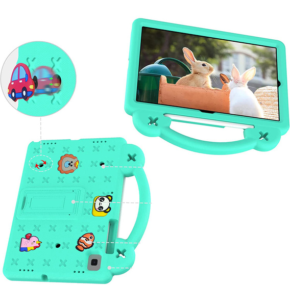 Etui do Samsung Galaxy Tab S6 Lite 10.4" 2020/2022/2024 / Tab A7 2020 T500 / T505 / Tab S6 T860/T865, Cute Patterns, z podstawką, Zielone