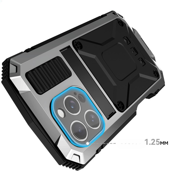 Etui pancerne do iPhone 16 Pro, R-JUST, srebrne