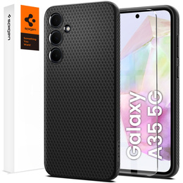 Etui Spigen do Samsung Galaxy A35 5G, Liquid Air, czarne + Szkło