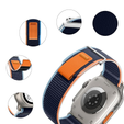 Pasek Nylonowy do Apple Watch 1/2/3/4/5/6/7/8/9/10/11/SE Ultra 1/2/3 42/44/45/46/49mm, Granatowy/Pomarańczowy