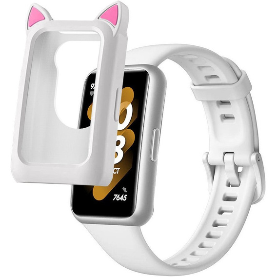 Etui Siliconowe CAT EARS do Huawei Honor Band 6/7, White